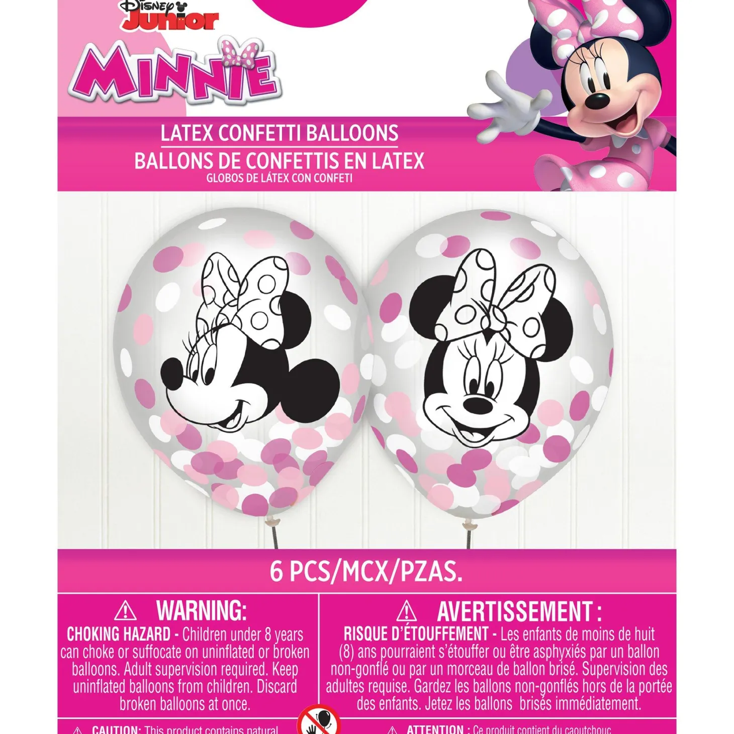 6ct, Minnie Mouse Forever Confetti Balloons