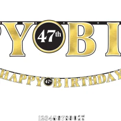 Customizable Black & Gold Happy Birthday Cardstock Letter Banner, 10.5ft - Better With Age