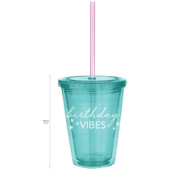 Digital Dream Plastic Tumbler with Straw, 12oz