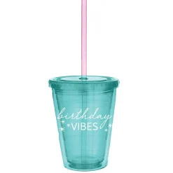 Digital Dream Plastic Tumbler with Straw, 12oz
