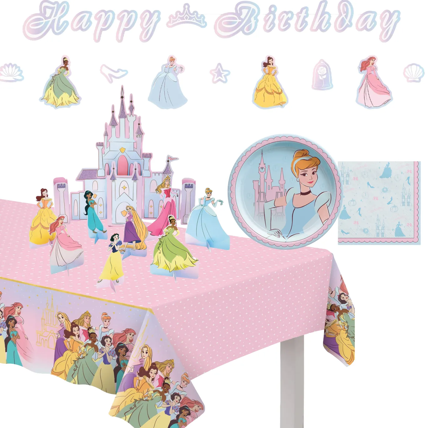 Disney Princess Once Upon A Time Cinderella Party Kit for 8 Guests