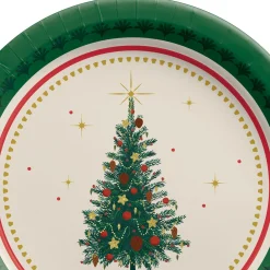 Elegant Evergreen Paper Dessert Plates, 7in, 20ct