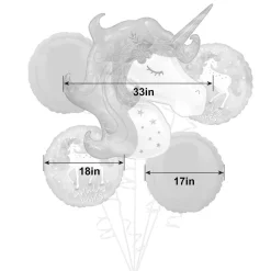 Enchanted Unicorn Foil Balloon Bouquet, 5pc