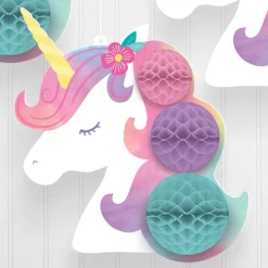 Enchanted Unicorn Honeycomb Decorations, 3ct