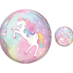 Enchanted Unicorn Plastic Balloon, 15in x 16in - See Thru Orbz