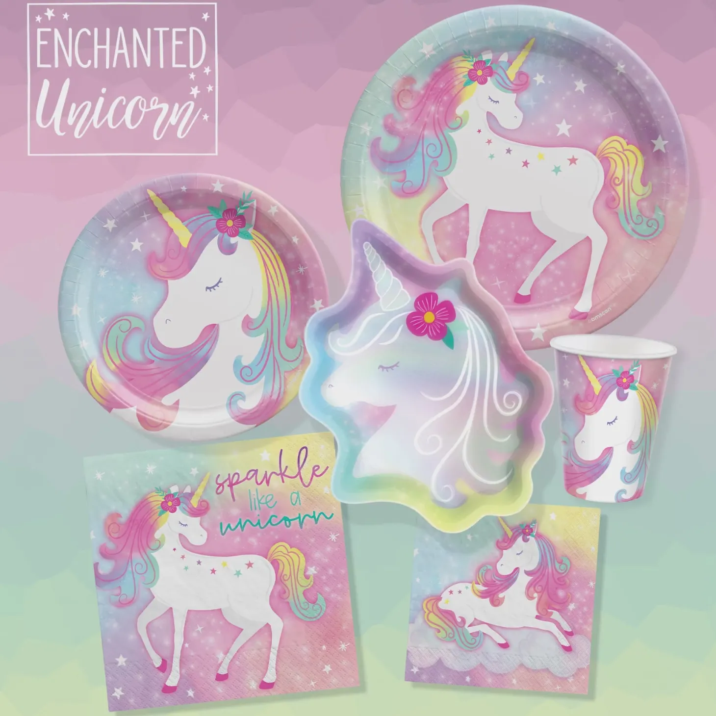 Enchanted Unicorn Round Paper Plates, 9in, 8ct, Assorted Options