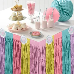 Enchanted Unicorn Striped Table Skirt, 10ft x 29in