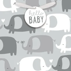 Extra Large Hello Baby Elephant Gift Bag ,12.5in x 17in