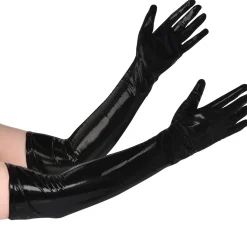 Extra Long Liquid Black Gloves