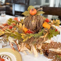 Fall Natural & Synthetic Pumpkin Decoration, 8in