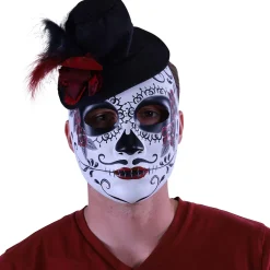Feathered Hat Calavera Day of the Dead Mask