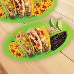 Fiesta Viva la Party Plastic Divided Plates, 12.8in x 8.6in, 4ct