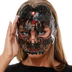 Filigree Black Skull Metal Mask