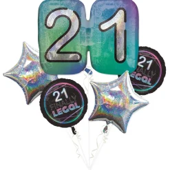 Finally 21 Birthday Foil Balloon Bouquet, 5pc