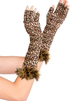 Fingerless Leopard Print Gloves