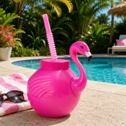 Flamingo Cup with Straw