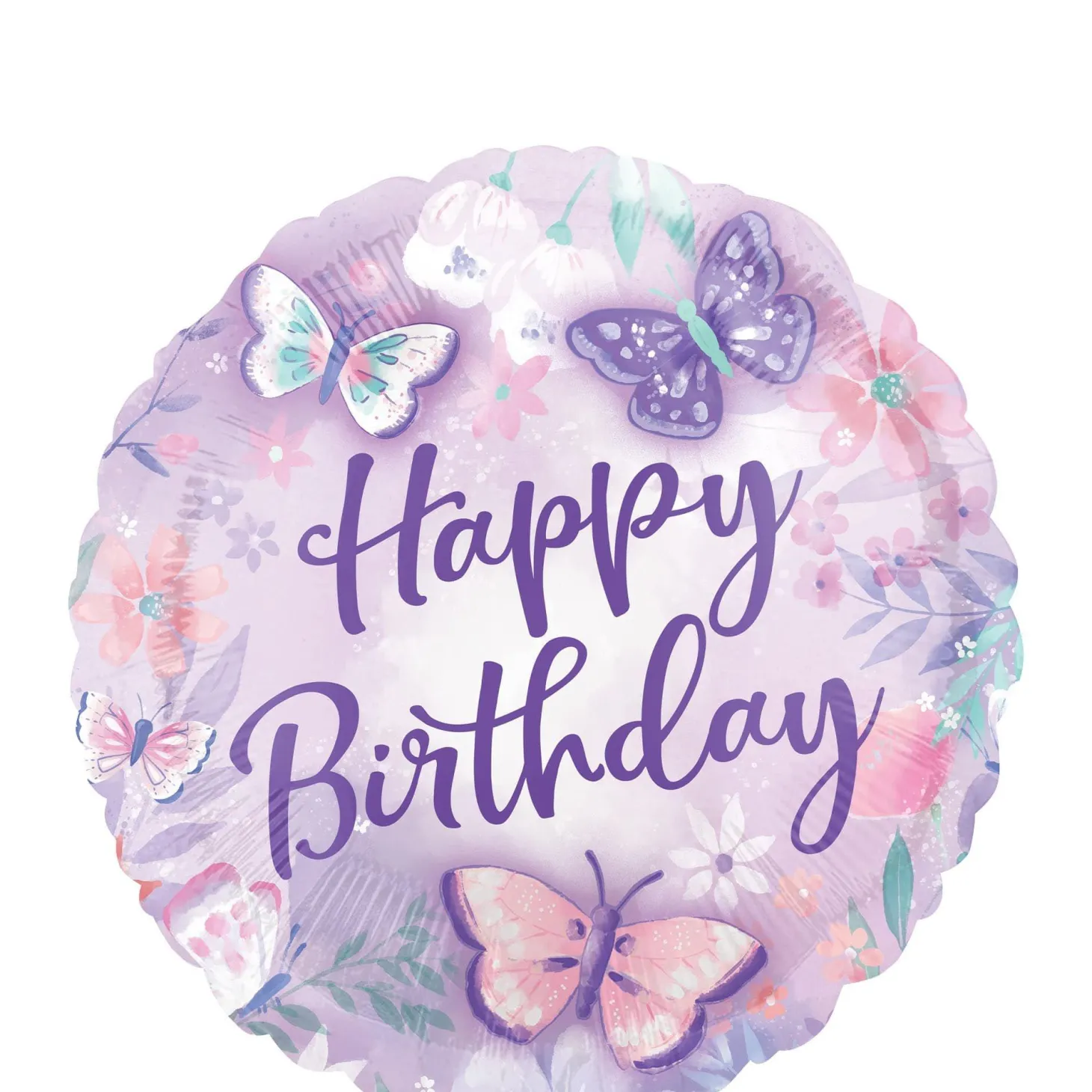 Flutter Butterfly Happy Birthday Foil Balloon, 18in