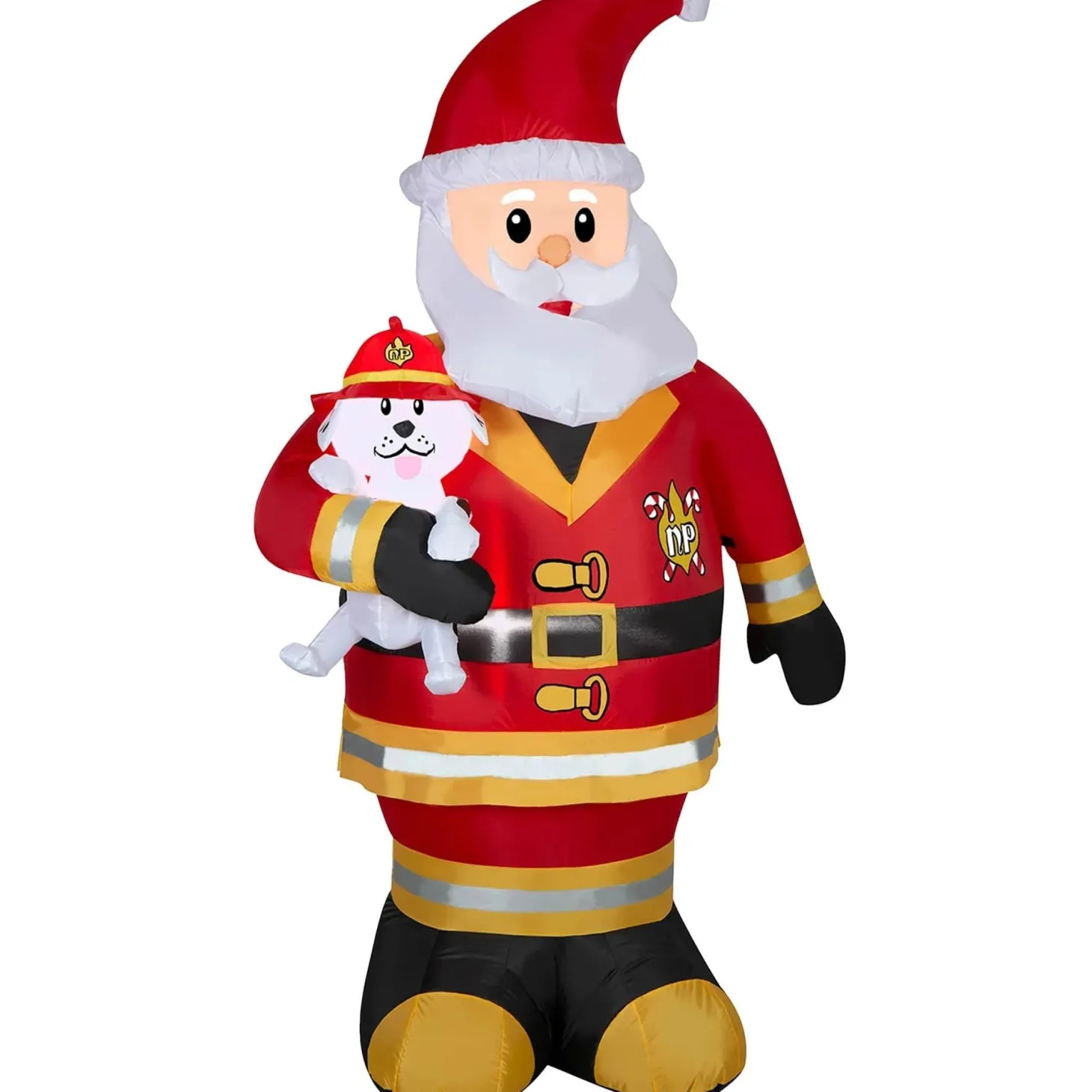7 Foot Firefighter Santa Light Up Christmas Inflatable Lawn Decoration