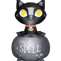 3.5 Foot Hocus Pocus Binx in Cauldron Light Up Halloween Inflatable Lawn Decoration
