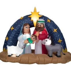6.5 Foot Snowy Night Nativity Scene Light Up Christmas Inflatable Lawn Decoration