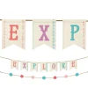 Free Spirit Explore Boho Canvas Pennant & Pom-Pom Banners, 5.3ft 2ct