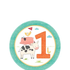 Friendly Farm 1st Birthday Dessert Plates 18ct