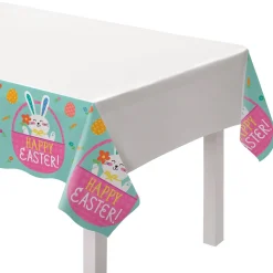 Funny Bunny Easter Plastic Table Cover, 54in x 102in