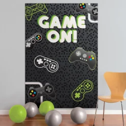 Game On! Level Up Photo Backdrop, 4.6ft x 6.6ft, 4pc
