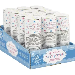 Gender Reveal Confetti Party Poppers, 12ct, Assorted Colors