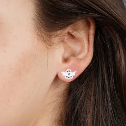 Ghost Pendant Necklace & Stud Earring Set