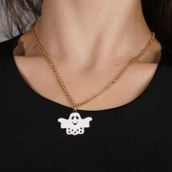 Ghost Pendant Necklace & Stud Earring Set