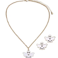 Ghost Pendant Necklace & Stud Earring Set