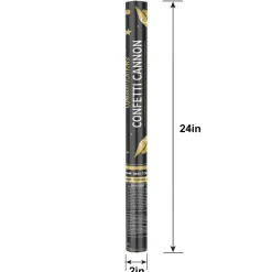 Giant Black, Silver, & Gold Graduation Confetti Cannon, 2in x 24in