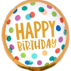Giant Multicolor Happy Dots Birthday Balloon with Tail, 32in