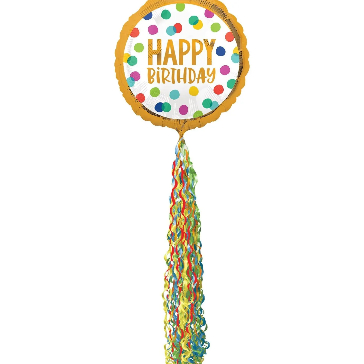 Giant Multicolor Happy Dots Birthday Balloon with Tail, 32in