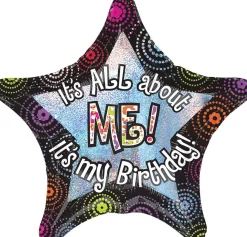 Giant Prismatic All About Me Birthday Star Balloon 28in