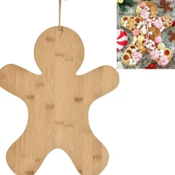 Gingerbread Cookie-Shaped Bamboo Charcuterie Board, 12.7in x 14.9in