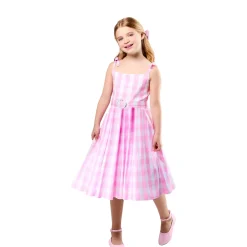 Girls' Barbie Movie Perfect Day Pink Gingham Dress