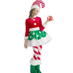 Girls' Candy Cane Princess Elf Costume