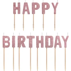 Glitter Blush Happy Birthday Toothpick Candle Set 13pc