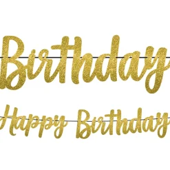 Glitter Gold Happy Birthday Banner