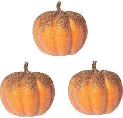 Glitter Gold Topped Pumpkins 3ct