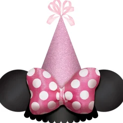 Glitter Minnie Mouse Forever Cardstock & Fabric Party Hat, 5in x 7in