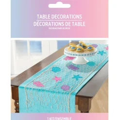 Glitter Shimmering Mermaids Fishnet Table Runner Decorating Kit, 13pc