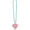 Glitter Shimmering Mermaids Seashell Pendant Plastic Bead Necklace, 17in