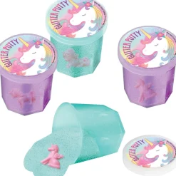 Glitter Unicorn Putty Party Favors for Kids with Toy Surprise, 12ct