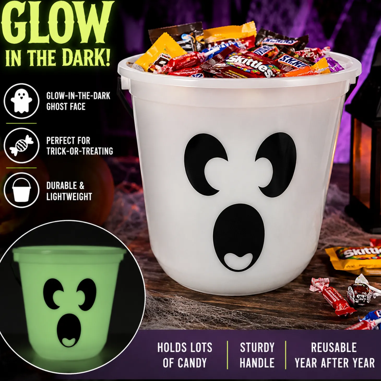 Glow-in-the-Dark Ghost Trick-or-Treat Bucket
