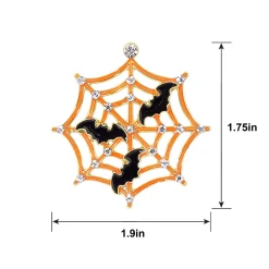 Glow-in-the-Dark Orange Spiderweb & Black Bat Earrings