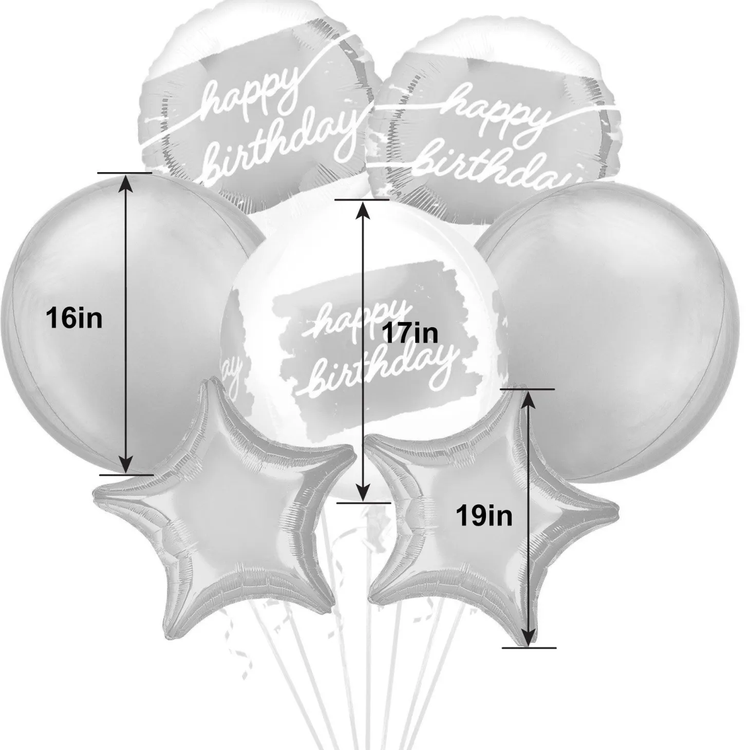 Golden Age Birthday Foil Balloon Bouquet, 7pc