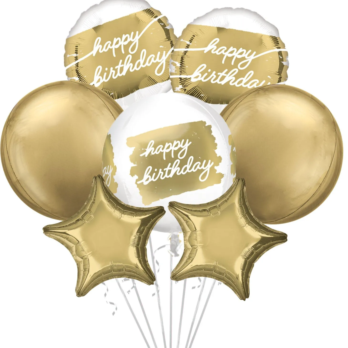 Golden Age Birthday Foil Balloon Bouquet, 7pc